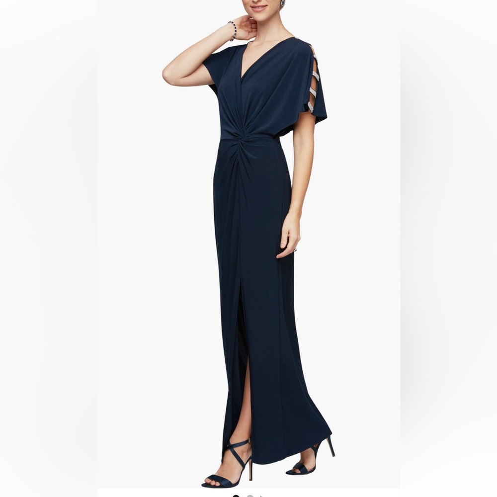 NWT Alex Evenings Navy Gown Size 14